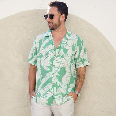 Noosa Groove Mens Hawaiian Resort Shirt Banana Leaf Print