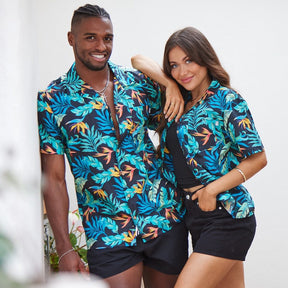 A breezy tropical shirt, packed with the vacation mindset we all need right now. From the beach to the bar, you’ll look sharp with this button-down from Bondi to Bryon Bay.   This breathable and lightweight cotton material makes them perfect for wearing in the hot summer months and not to mention giving off major party-in-paradise energy.  Level up the look and add matching Swim Shorts, matching Ladies' Shirt for her or Bucket Hat.  View the Jungle Fever Collection.