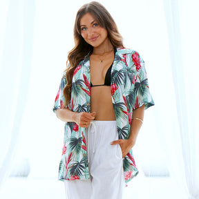 Show off your Aussie summer style and radiate some tropical vibes in this 'Summer Daze' Hawaiian shirt. Featuring vibrant Waratah flowers and lush green leaves on a crisp white and green striped background, you'll be the envy of the beach!  Level up the look and add the matching Crop Shirt, Swim Shorts or Mens Shirt. View the Summer Daze Collection. 