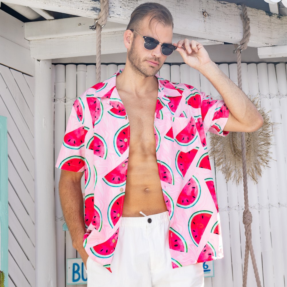 Make a statement and shake up the party with this eye-catching festival shirt! Stylish and comfortable, it's made with 4-way stretch material to give you the ultimate freedom of movement - perfect for the dance floor or stage. Don't miss out on the chance to show off your melon-tastic style!