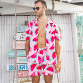This men's shirt and shorts set from Shake Ya Melons features a lightweight and breathable fabric that makes it perfect for spring and summer days. It's moisture-wicking fabric ensures ultimate comfort and ease of movement. Enjoy a moisture-free experience with this stylish and sporty outfit.