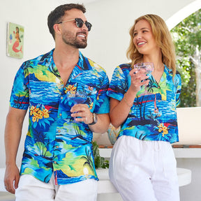 Slip into a paradise of style with this Blue Sunset - Womens Crop Hawaiian Shirt! This high-quality shirt will have you feelin' bluer than the ocean waves, with its beautiful, bold blue colours and unique design that'll show your style to the world. Don't wait for sundown to show it off!