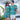 Couple wearing Coco Crush Hawaiian outfit set with teal base, pineapples, coconuts, and cocktails, ideal for cruise or beach getaways.