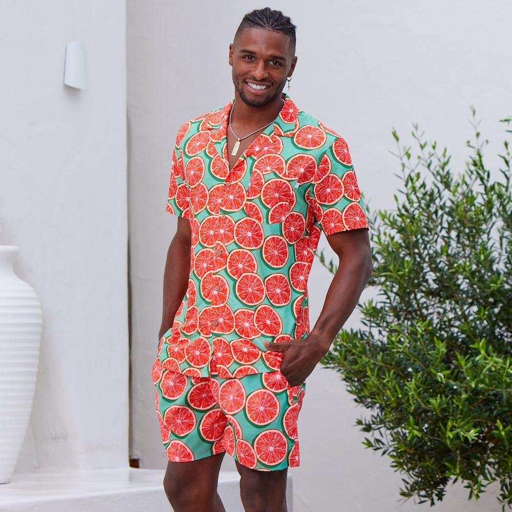 Mens Hawaiian Shirt & Shorts Set Grapefruit print