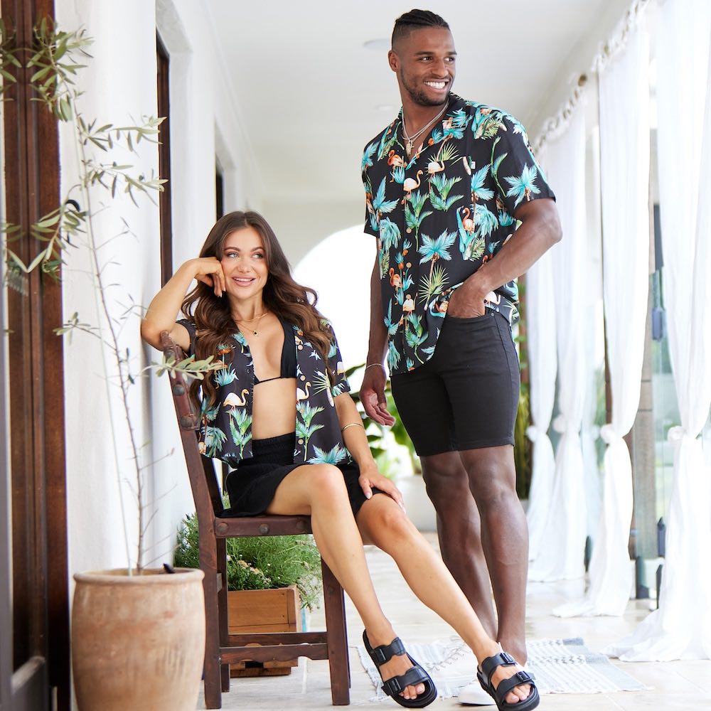 If you need an uplift in your collection, this matching Flamingo Nights Couple set is the one! When it comes to fashion, we don't just wing it: We use the whole bird. Stand out look for parties, festivals, cruising, hospitality uniforms and even corporate conferences.  Complete the look by adding matching, or a Unisex Shirt. View the Flamingo Nights Collection. 