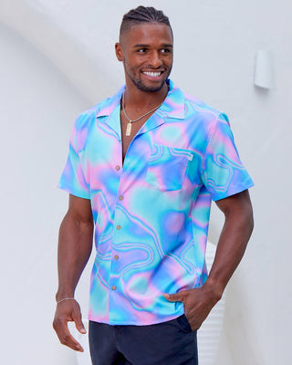 Lucid Dreams; a modern Psychedelic twist to a Hawaiian shirt. Beach season meets festival season! Intense bright colours because you don't have to be woke to make a statement with fashion.  Level up the look and add matching Swim Shorts or Bucket Hat. View the Lucid Dreams Collection. 