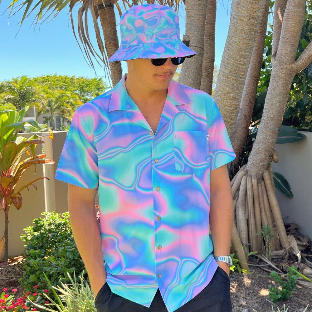 The perfect way to polish off your show-stopping Festival 'fit. Get two for the price of one with our reversible bucket hats. One side is our Lucid Dreams and the other side is Magic Mushrooms.  NEW FEATURE: now has optional chin-strap, clips on either side. 
