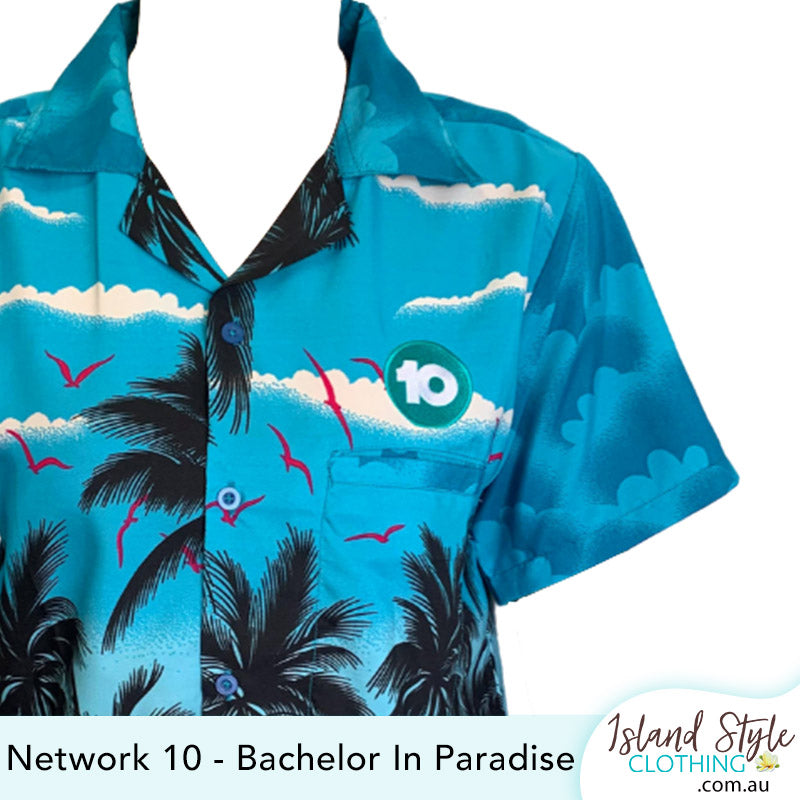 Bachelor in Paradise on Channel 10 end of season Hawaiian Party shirts with added logo