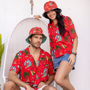 We heard on the bush telegraph that Island Style Clothing has new Christmas designs! Dive into the festive spirit with this Aussie Christmas Red Bucket Hat!  Red one side and green the other. You'll be spreading cheer and keeping the sun out of your eyes with its reversible design. New improved model now has a detachable chin strap that clips on both sides. You can wear this one on a windy beach or at a festival and it won't blow off.  So, get your hat on and get ready for a ho-ho-holiday season!