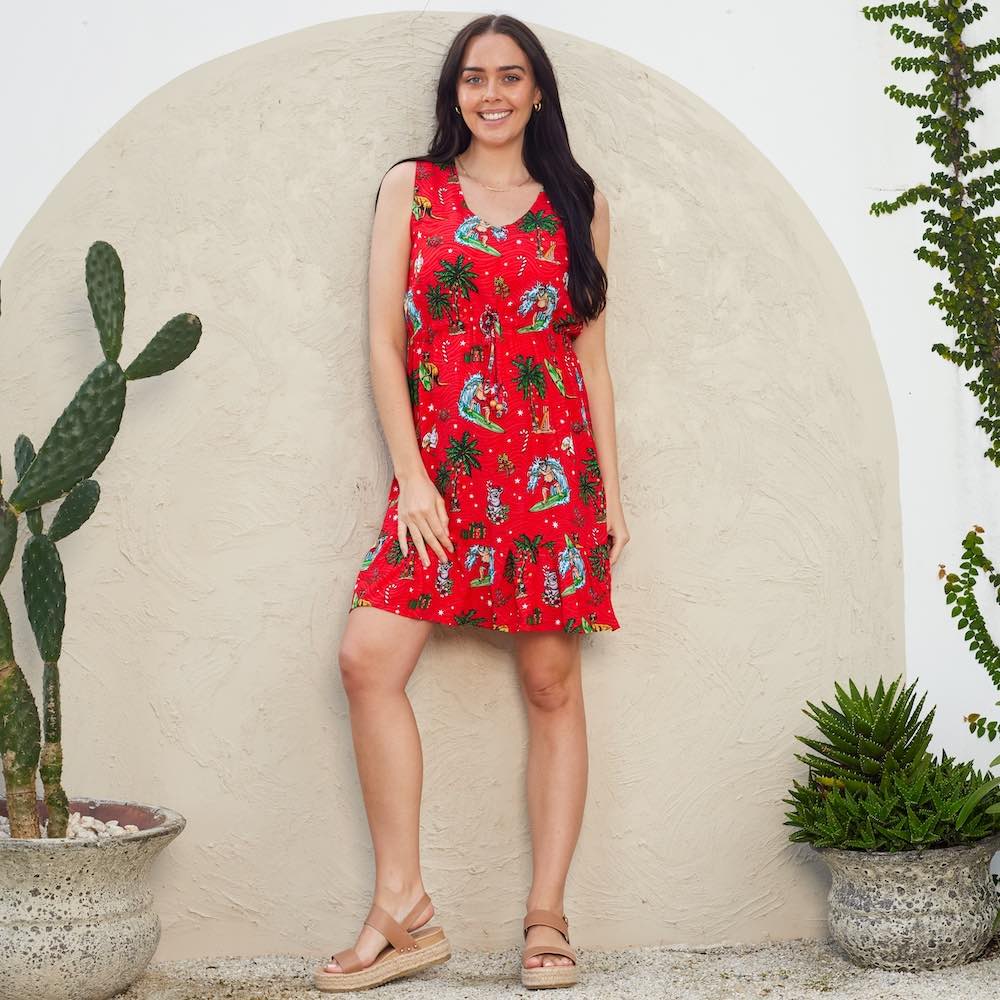 Aussie Christmas Red Womens Xmas Dress | Festive Clothing Island Style Clothing Aussie Christmas Red Womens Xmas Dress | Festive Clothing Island Style Clothing