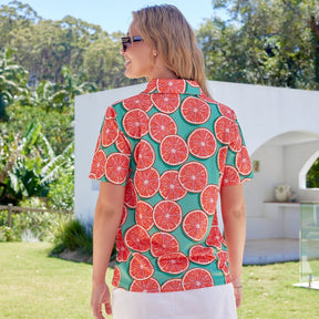Swing into style with the Groovy Grapefruit Golf Polo Shirt! This lightweight, breathable polo features moisture-wicking technology and UPF 50+ for maximum protection. With a trendy collar and vibrant design, this polo is perfect for hitting the links in groovy, grapefruit-y goodness!