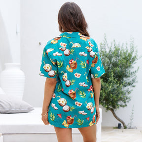Experience the taste of tropical paradise with Coco Crush! This unique, unisex Hawaiian shirt features a teal base with a subtle leaf design, decorated with coconuts and pineapples to bring a splash of sunshine to your wardrobe.