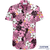 Proud to design and supply some custom shirts to Australian Military. 1 SQD RAA, QLD, ADT - Customised Hawaiian Shirts 100% Cotton Coconut embossed buttons New Pink edit (they had a yellow version first). Pink was made for family waiting at home. 