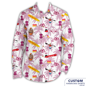 Tallebudgera Surf Life Saving Club wanted some long-sleeve cotton shirts also for custom uniforms, same design as the short-sleeve Hawaiian shirt just with extra sun cover.   100% cotton Chest pocket Coconut buttons custom hawaiian shirt uniforms personalised apparel