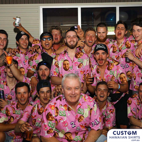 These cool custom face shirts were designed as a surprise for the birthday boy. He arrived at the party to see everyone dressed matching in shirts with his face all over it. 21st, Milestone birthday, bucks parties or any event. Free design. Sunny Coast, Qld.