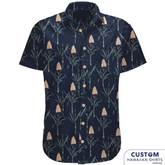 Custom Shirts highlighting a simple but stunning sugar cane in the design for Husk Distillery, Northern Rivers, NSW. If you are in the area please drop into their Cellar Door it's a wonderful venue and you can buy yourself one of these fab shirts.  100% Cotton  Dark Navy and Beige base Coconut Buttons