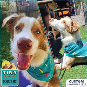 Accessorise your Aloha shirt with a badass bandana. Wrap around your head, your neck, your purse, or your pet! Furry friends can get in on the Aloha action too!  We design Custom Bandanas for Pets(or Humans). Made to match with your shirts.  We can add your logo and graphics of your choice. Add some matching shirts, shorts or bucket hats to dress your whole crew/club and supporters.