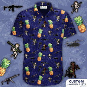USMC 1st Battalion, 7th Marines (USA) - Custom Military Hawaiian Shirts. Pineapples and cupid-toting bazookas is a wild combo. Off Duty Essentials 100% Cotton Hawaiian Shirts