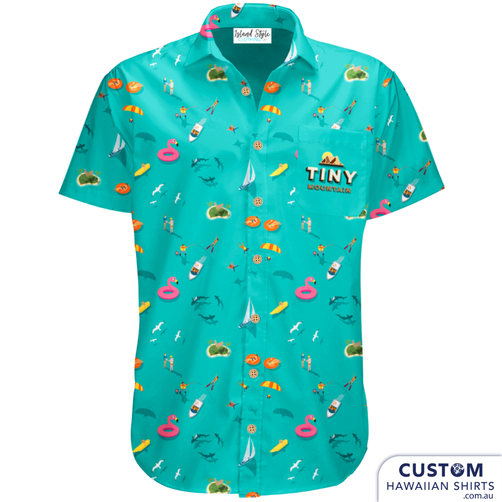 Tiny Mountain Brewery wanted some new custom hawaiian hospitality shirts. These shirts are a nod to the quintessential Aussie beach summer in FNQ.