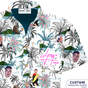 Leroy's Hens Party, Hamilton Island - Customized Bachelor Party Shirts.  What fun shirts for this bunch at Hamilton Island with matching personalised shirts with the buck (hen's) face on it!  Let us design one for your special someone's Milestone birthday, bucks parties or any event.   100% Cotton Top Pocket Coconut Buttons