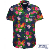 Microsoft wanted some new personalised shirts and our design team put together this great floral design with some Aussie botanicals and their logo on the pocket.  100% Cotton Coconut buttons