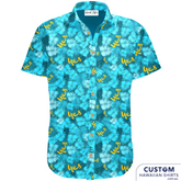 Optus said YES to some exciting new Customized Clothing from us and we put this together this great design with layers of leaves and their logo. It was a such a hit at the conference we have since made three other versions for other stores and the original store in Brisbane.  100% Cotton Coconut buttons