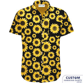 Antispiral Co. - Customised Apparel. Beautiful sunflower shirts.   Soft touch rayon Top Pocket Coconut Buttons