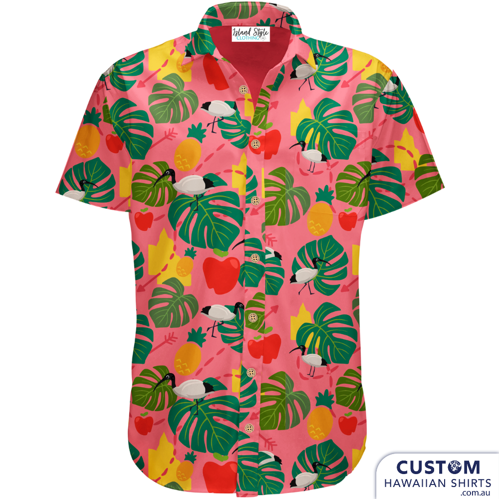 Classic Aussie-designed CONQR - QLD Contingent to Apple Isle Moot. These amazing troop designed these cool Rovers shirts themselves.  100% cotton Custom Hawaiian Shirts