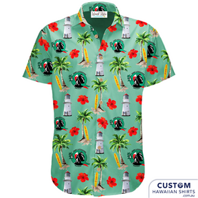 Mackay Surf Life Saving Club in Queensland wanted some new custom uniforms featuring their iconic lighthouse, palms, rescue boards, hibiscus flowers, their logo. This is version without sponsors logo.