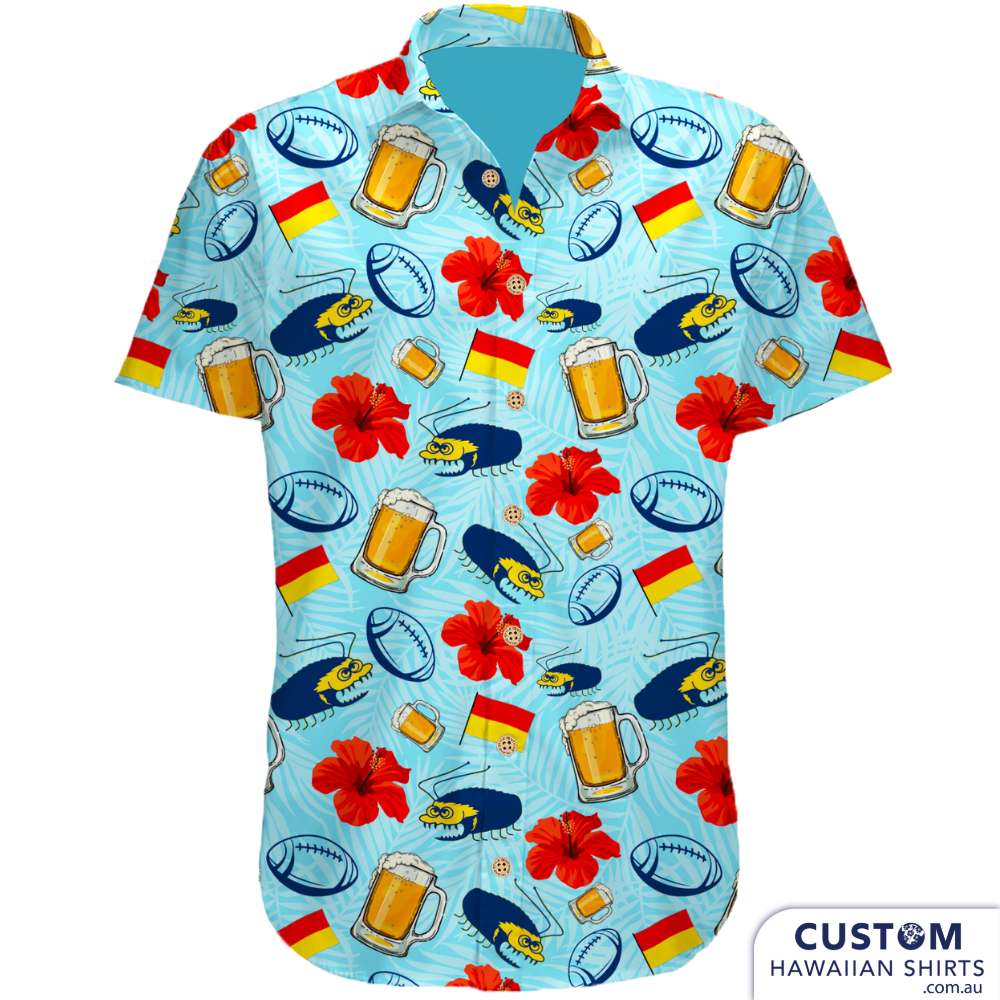 North Cronulla Beach Rugby Club - Surf Club Shirts, NSW customised team apparel. Soft touch rayon Coconut embossed buttons Adults Hawaiian shirts