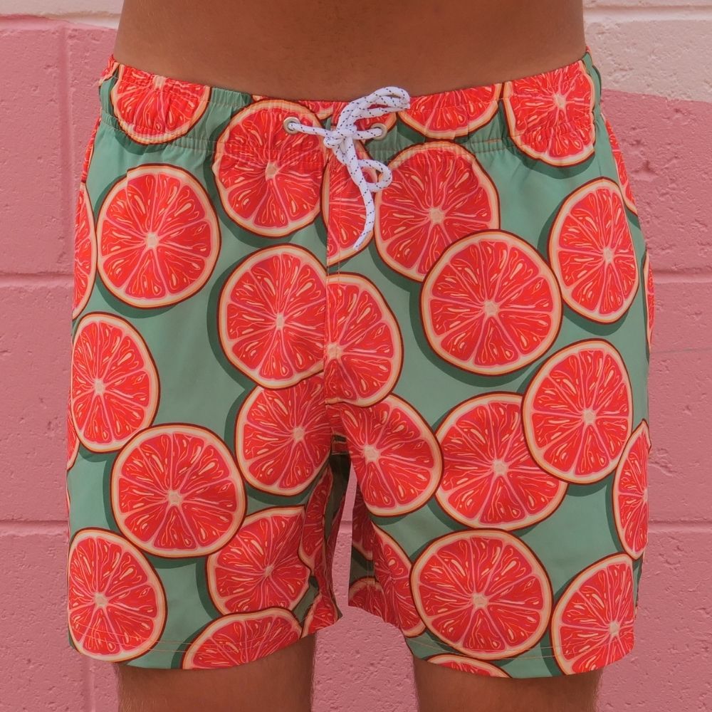 Groovy Grapefruit Mens Recycled Swim Shorts