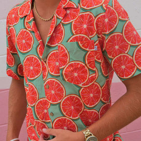 Groovy Grapefruit Party Shirt Mens Hawaiian Resort Festival Fun Australia