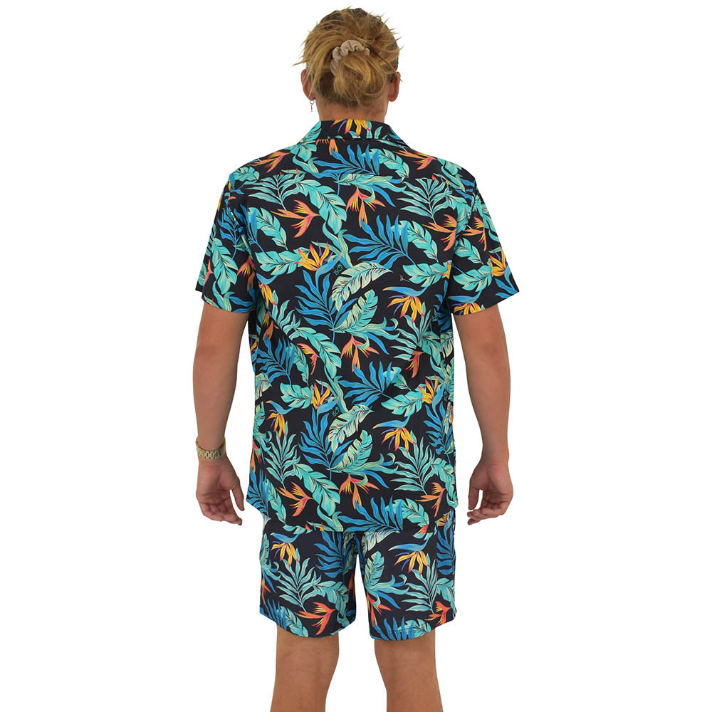 Jungle Fever Mens Cotton Hawaiian Resort Shirt & Swim Shorts