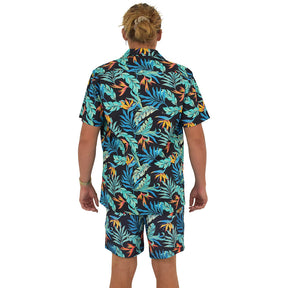 Jungle Fever Mens Cotton Hawaiian Resort Shirt & Swim Shorts