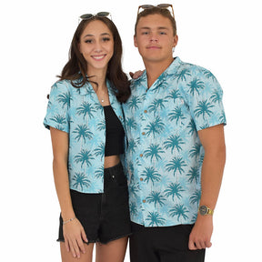 Island Blues Mens Hawaiian Shirt & Womens Crop Shirt