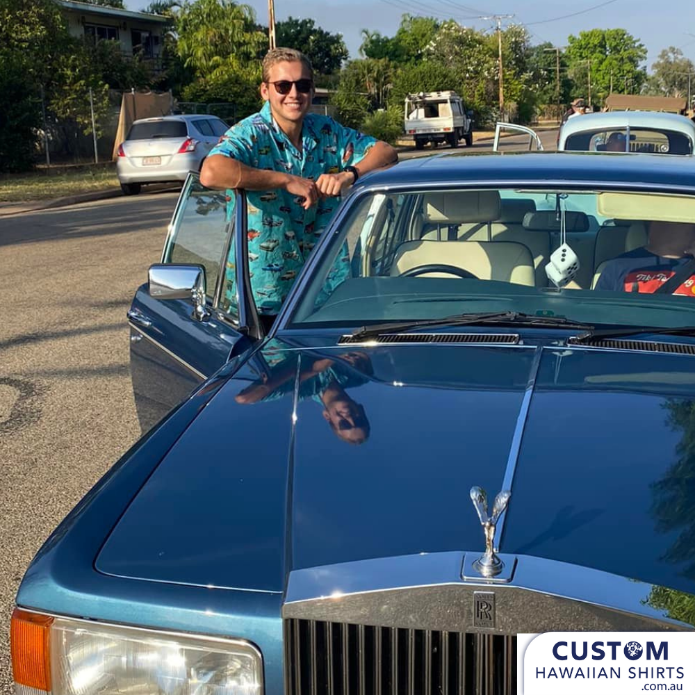 A modern day upgrade/refurbishment on a Classic. It's not just the car body that gets a customized finish. We do a different kind of vehicle detailing. An ISC Custom Aloha shirt is like personalized performance parts for the Driver. 