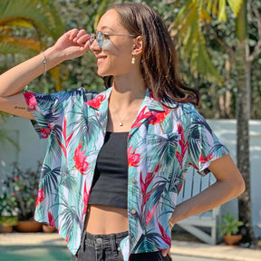 Womens Summer Daze Hawaiian Crop Shirt